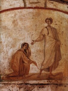 Healing of a bleeding women Marcellinus Peter Catacomb